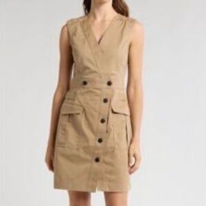 Derek Lam 10 Crosby Elena Sleeveless Utility Beige Dress Size 4